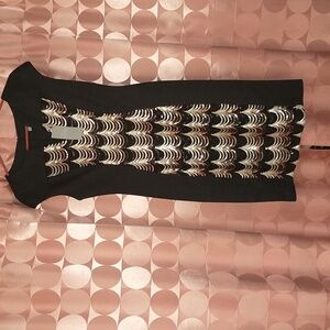 Laura dress, black with sequence pattern, size 8 NWT